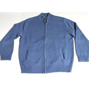 LL Bean Men's Blue Zip Up Jumper Cardigan Sweater. Size L